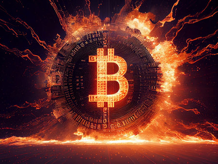 Bitcoin crypto currency, wallpaper business future exchange AI Generativeの写真素材