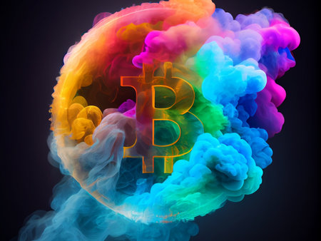 Bitcoin crypto currency, wallpaper business future exchange AI Generativeの写真素材