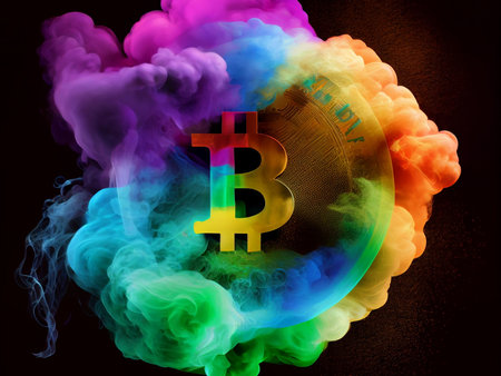 Bitcoin crypto currency, wallpaper business future exchange AI Generativeの写真素材
