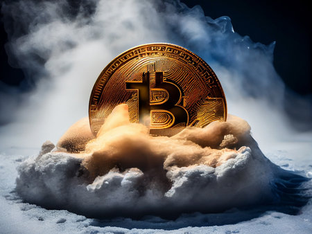 Bitcoin crypto currency, wallpaper business future exchange AI Generativeの写真素材