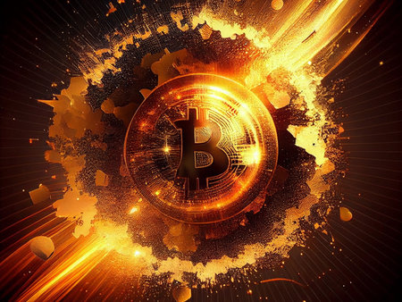 Bitcoin crypto currency, wallpaper business future exchange AI Generativeの写真素材