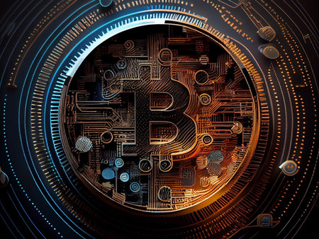 Bitcoin crypto currency, wallpaper business future exchange AI Generativeの写真素材