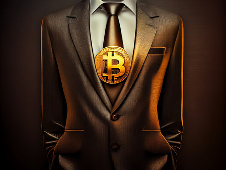 Business Suit bitcoin crypto currency system wallpaper, banking e-commerce background Ai generativeの写真素材