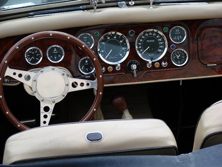 vintage car cockpitの写真素材