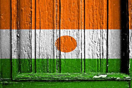 flag of Niger painted on wooden frameの写真素材