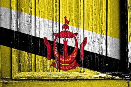 flag of Brunei painted on wooden frameのeditorial素材
