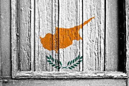 flag of Cyprus painted on wooden frameの写真素材