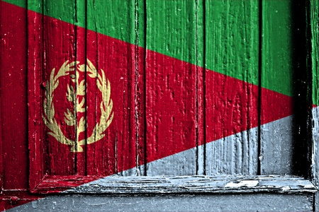 flag of Eritrea painted on wooden frameの写真素材