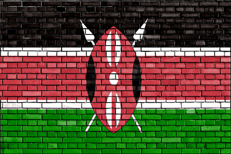flag of Kenya painted on brick wallの写真素材