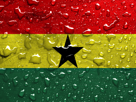 flag of Ghana with rain dropsの写真素材