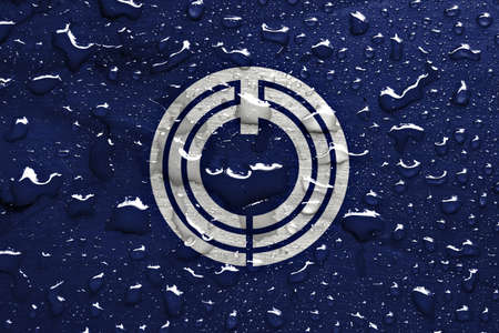 flag of Hiratsuka with rain dropsの写真素材