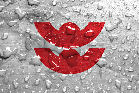 flag of Izumo with rain dropsの写真素材