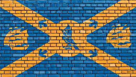 flag of Halifax painted on brick wallの写真素材