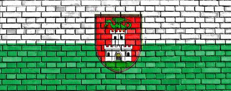 flag of Ljubljana painted on brick wallの写真素材