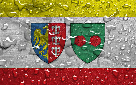 flag of Bielsko Biala with rain dropsの写真素材