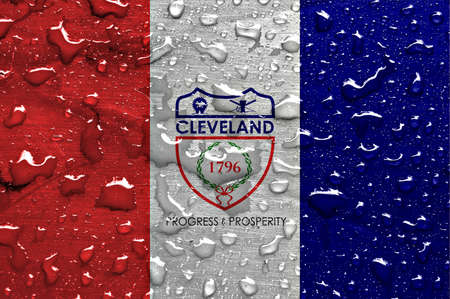 flag of Cleveland with rain dropsの写真素材