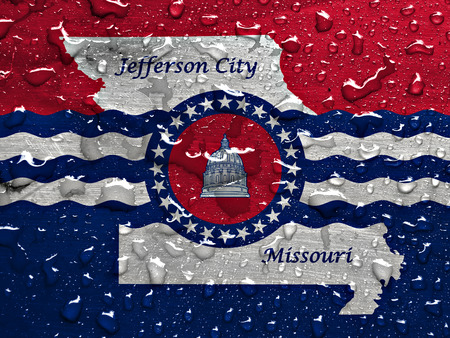 flag of Jefferson City with rain dropsの写真素材