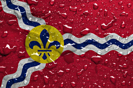 flag of St. Louis with rain dropsの写真素材