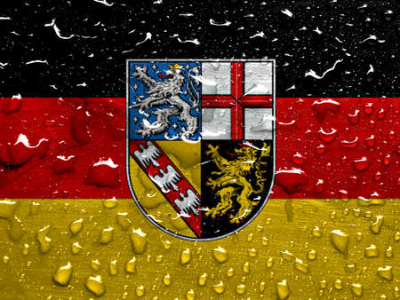 flag of Saarland with rain dropsの写真素材
