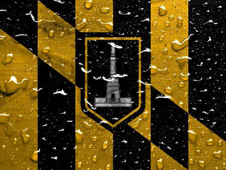 flag of Baltimore with rain dropsの写真素材
