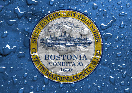 flag of Boston with rain dropsの写真素材