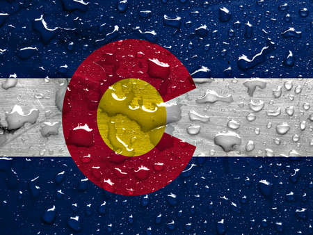 flag of Colorado with rain dropsの写真素材