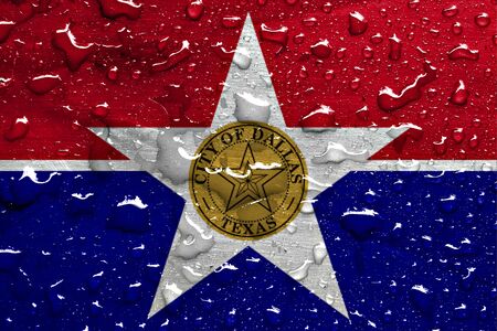 flag of Dallas with rain dropsの写真素材