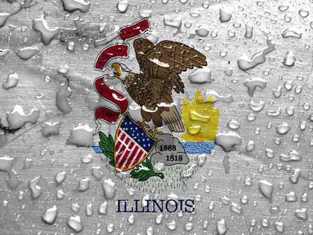 flag of Illinois with rain dropsの写真素材