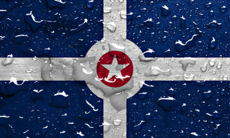 flag of Indianapolis with rain dropsの写真素材