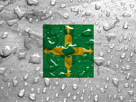 flag of Brasilia with rain dropsの写真素材