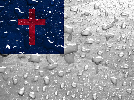 flag of Christian with rain dropsの写真素材