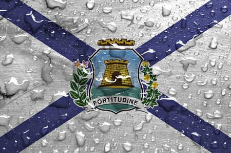 flag of Fortaleza with rain dropsの写真素材
