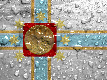 flag of Tbilisi with rain dropsの写真素材
