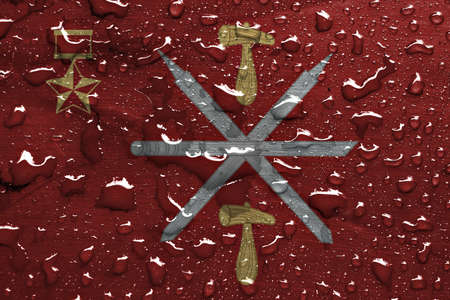 flag of Tula with rain dropsの写真素材