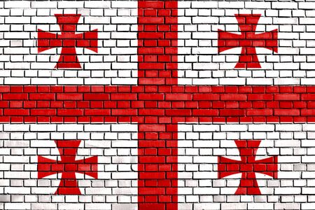 flag of Georgia painted on brick wallの写真素材