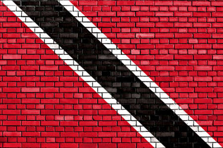 flag of Trinidad and Tobago painted on brick wallの写真素材