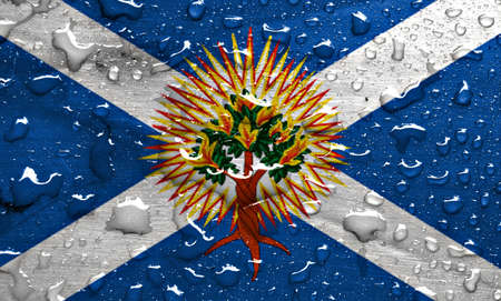 flag of Church of Scotland with rain dropsの写真素材