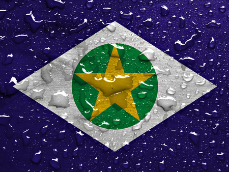 State of Mato Grosso flag with rain dropsの写真素材