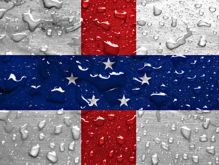 flag of Netherlands Antilles with rain dropsの写真素材