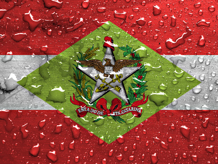 State of Santa Catarina flag with rain dropsの写真素材