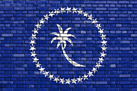 flag of Chuuk State painted on brick wallの写真素材