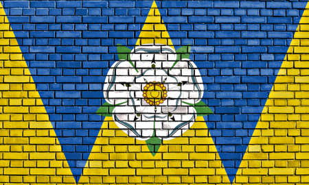 flag of West Yorkshire painted on brick wallの写真素材