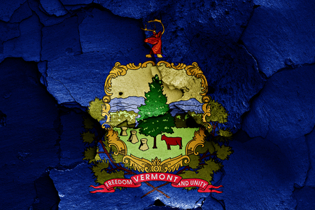 flag of Vermont painted on cracked wallの写真素材
