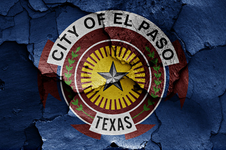 flag of El Paso on cracked wallの写真素材