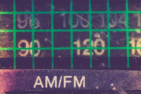 vintage radio station panel close upの写真素材