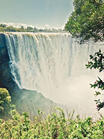 scene of the Victoria water fallsの写真素材