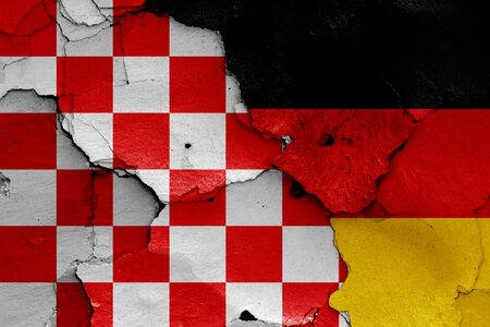 depiction of Croatian checkerboard flag and Italy flagの写真素材