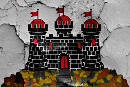 flag of Edinburgh painted on cracked wallの写真素材