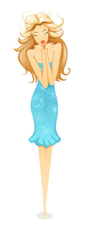 The beautiful girl sends air kissのイラスト素材