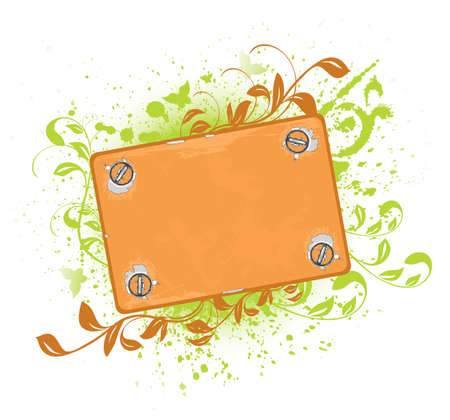 old metall scratched plate with flowersのイラスト素材